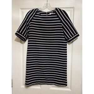 Mango Striped Shift Midi Black and White Dress Size 4 casual workwear